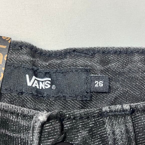 Vans Off the Wall Denim Jeans Women 26x30 Black Washed Wide Leg Baggy Loose Fit - Picture 6 of 11